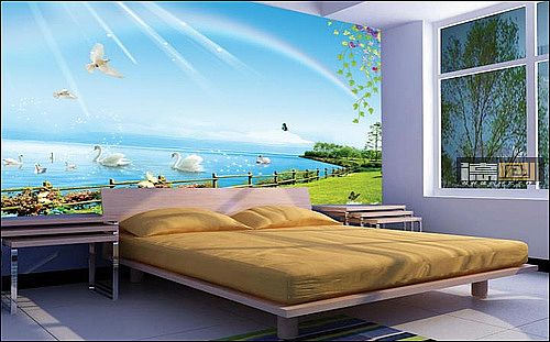 柳州墙绘素材-唯美卧室墙绘效果图